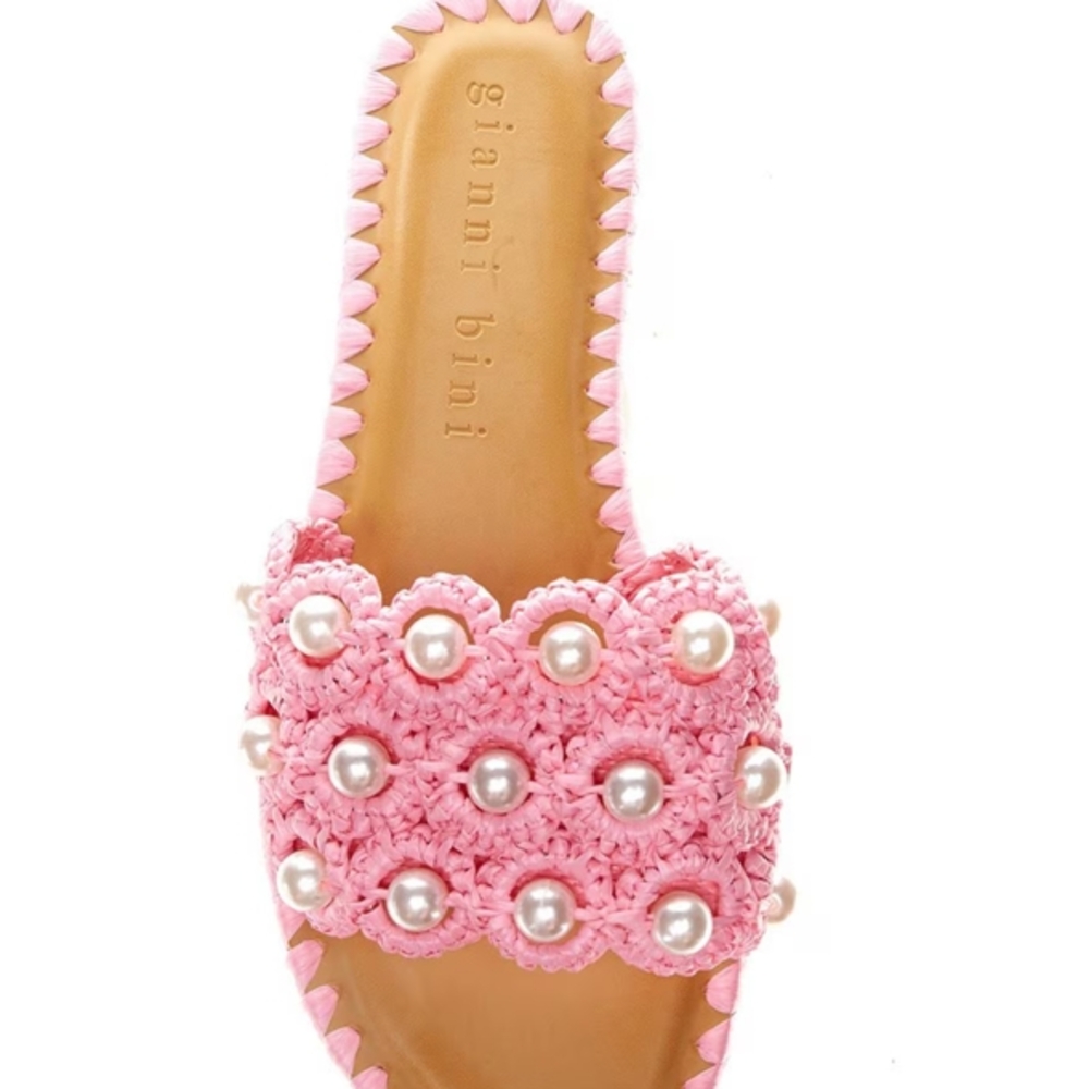 Gianni Bini Pink Rhinestone Embellished Sandals